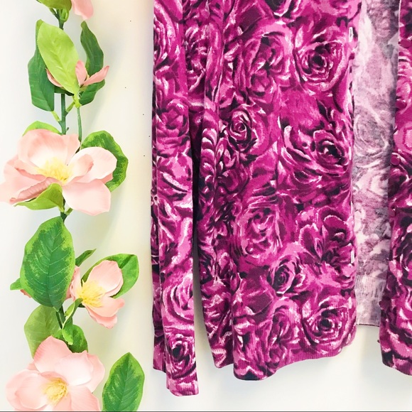 Talbots Woman Purple Rose Cardigan - Picture 5 of 8